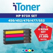 İTONER TMP-HP973X-SET HP PageWide 973X KCMY 31000 4 RENK ( MAVİ,SİYAH,SARI,KI...