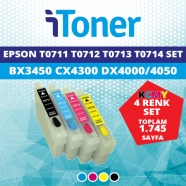 İTONER TMP-T0711-T0712-T0713-T0714-SET EPSON T0711/T0712/T0713/T0714 KCMY 174...