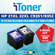 İTONER TMP-21XL-22XL-SET HP C9351C/C9352C/21XL/22XL KCMY 890 RENKLİ MUADIL To...