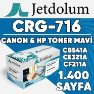 JETDOLUM JET-CRG731CY CANON CB541A/CE321A/CF211A/CRG-716 1400 Sayfa MAVİ (CYA...