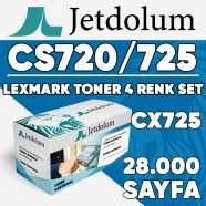 JETDOLUM JET-CS/CX725-TAKIM LEXMARK CS720/CS725/CX725 KCMY 28000 Sayfa 4 RENK...