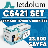 JETDOLUM JET-CS421-TAKIM LEXMARK CS421 KCMY 23500 Sayfa 4 RENK ( MAVİ,SİYAH,S...