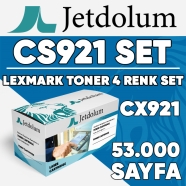 JETDOLUM JET-CS/CX921-TAKIM LEXMARK CS921 KCMY 53000 Sayfa 4 RENK ( MAVİ,SİYA...