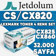 JETDOLUM JET-CS/CX820-TAKIM LEXMARK CS820/CX820/CX825/CX860 KCMY 32000 Sayfa ...