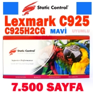 STATIC CONTROL RC2LC925CWB Lexmark C925H2CG 0925 Mavi 7500 Sayfa MAVİ (CYAN) ...