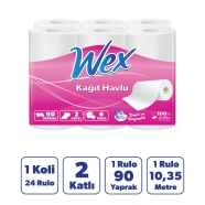 WEX WEX1010 HAVLU 6*4 PAKET 90 YAPRAK 24'lü RULO 40 g/m² ÇİFT KAT Kağıt Havlu