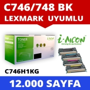I-AICON C-C746/C748BK LEXMARK C746H1KG 12000 Sayfa SİYAH-BEYAZ MUADIL Lazer Y...