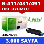 I-AICON C-B411 OKI 44574705 3000 Sayfa SİYAH-BEYAZ MUADIL Lazer Yazıcılar / F...