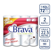BRAVA 2973 KOKUSUZ 3 x 24'lü RULO 34 g/m² ÇİFT KAT Tuvalet Kağıdı
