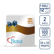 BRAVA ( 1041 ) 1041 1 x 12 Paket 34 g/m² ÇİFT KAT Orta Boy Kağıt Peçete