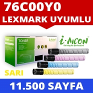 I-AICON C-LEX-76C00Y0 LEXMARK 76C00Y0 11500 Sayfa YELLOW MUADIL Lazer Yazıcıl...