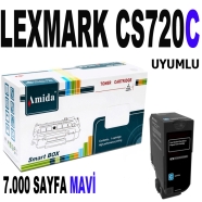 AMIDA P-LCS720TC LEXMARK CS720C 7000 Sayfa MAVİ (CYAN) MUADIL Lazer Yazıcılar...